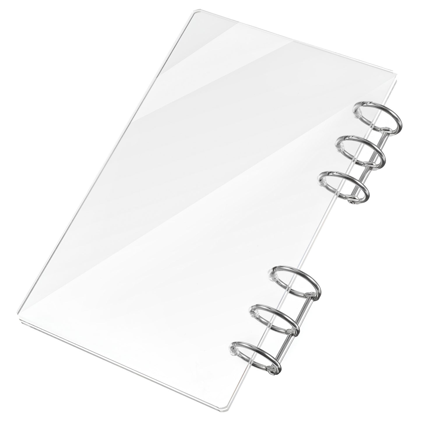 2 Pack A6 Binder Clear 6 Ring Binder Transparent Acrylic Notebook Cover A6 Planner Binders Refillable with Silver Metal Round Ring for Office Meeting Travel