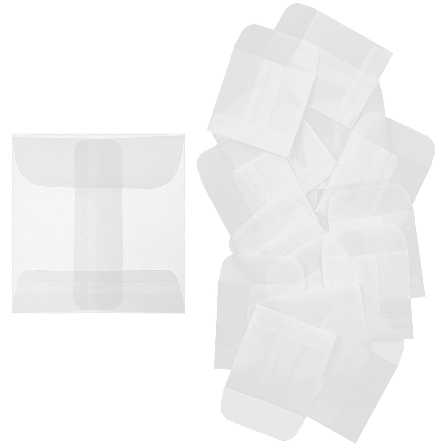 50 Pcs Glassine Flat Paper Bags, 1.7 x 1.7 Inch Mini Size Small Flat Paper Bag Semi-Transparent Glassine Bags Flats Semi-Transparent Papers Bag for Storing Photos Stamps Ring Jewellery Coin