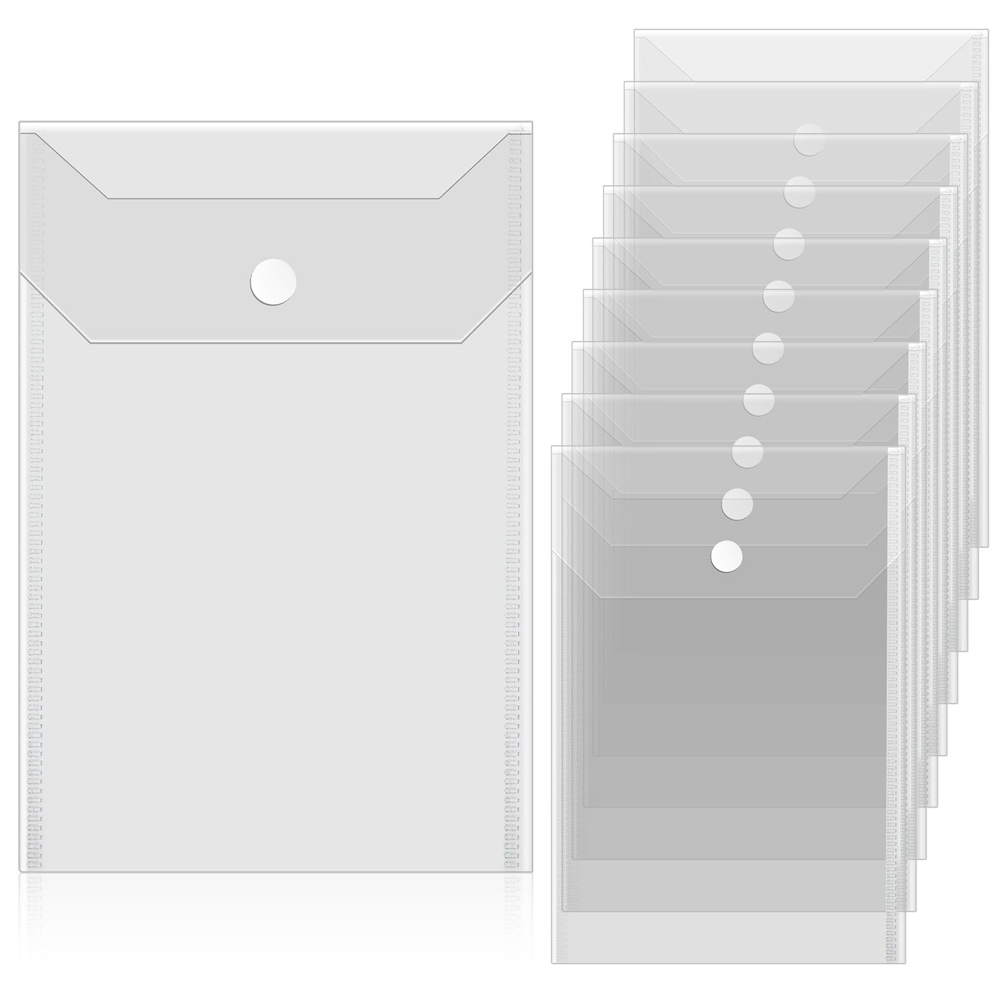10 Pcs Clear Plastic Envelopes with Snap Closure Waterproof Clear Plastic Envelopes for Envelope Photo Storage Sticker Stamp Organizer Store Small Items
