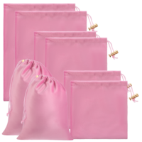 Soft Velvet Drawstring Pouch, 6 Pcs Adjustable Jewellery Gift Bag Storage Soft Storage Bags Adult Toy-Storage Bags for Women Men Couples Toy Underwear Cosmetic Sunglasses Travel Camping (3 Sizes Pink)