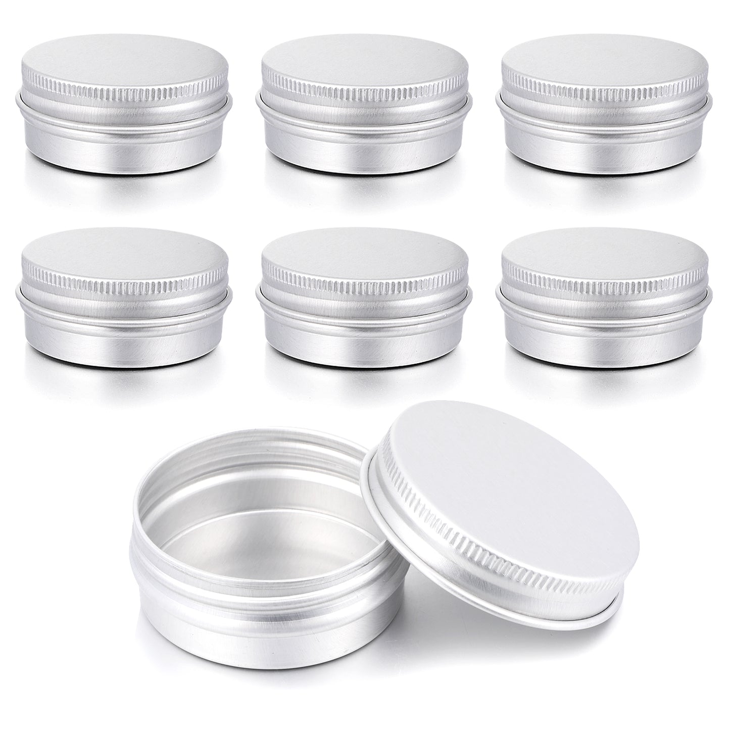 Metal Tins with Lids, 8 Packs 0.5 Oz Round Aluminum Tin Jar Container Refillable Travel Cosmetic Containers Jars Silver Small Lip Balm Containers Leakproof Tin Can for Cosmetic, Lip Balm, Cream