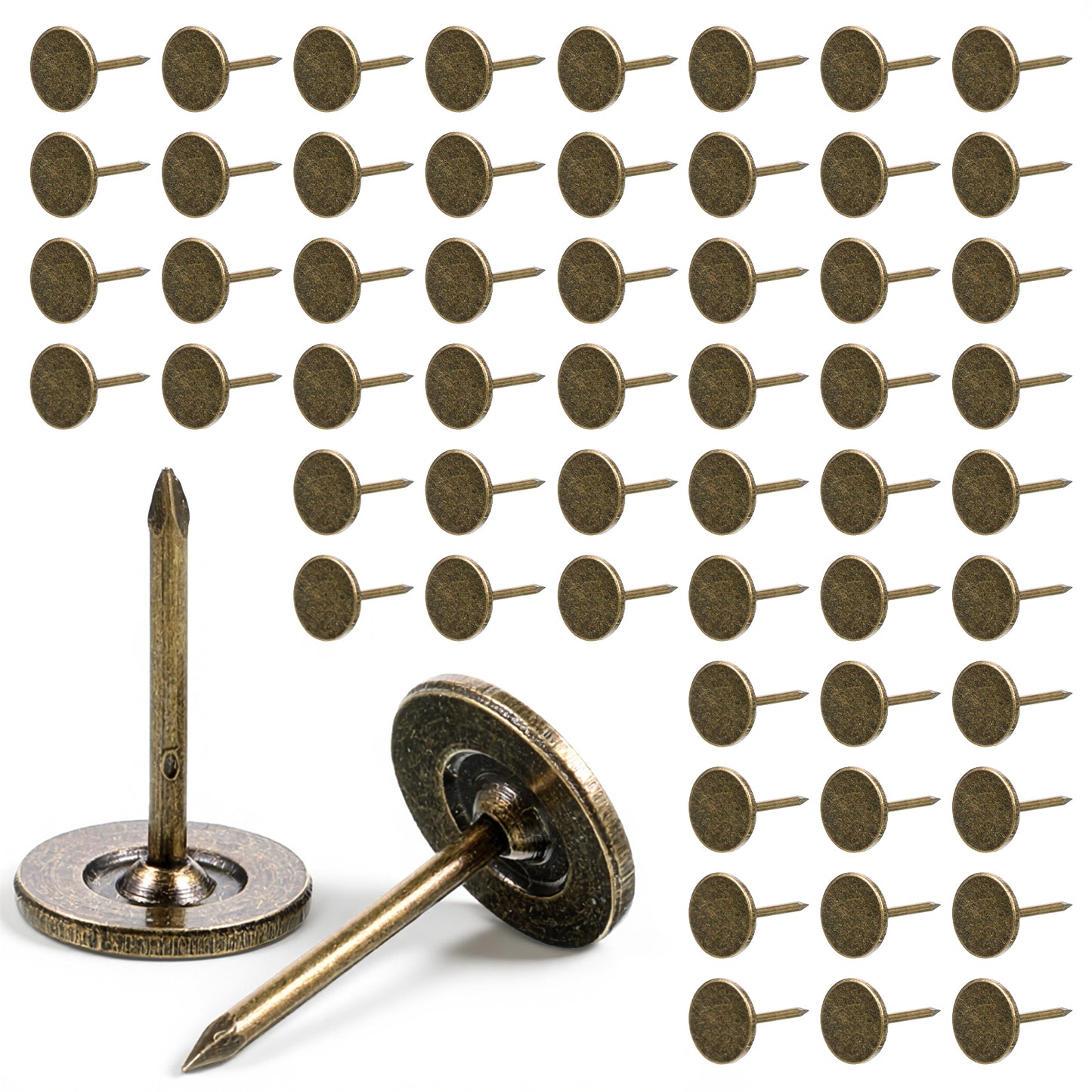 Tacks for Wood 100PCS 17MM Upholstery Thumb Tack for Wall Furniture Tack Long Thumb Tacks Upholstery-Tacks for Office Home Furniture Decor Fabric Wooden Photo, Bronze