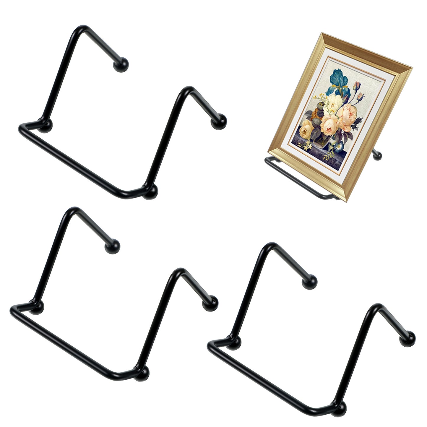 Skrfren 3 PCS Small Plate Stands for Display, 2 Inch Mini Metal Black Picture Frame Holders, Tabletop Easel Stand for Photo Coaster Collectibles Book Mobile Phone, Decorative Plate Holder Stand