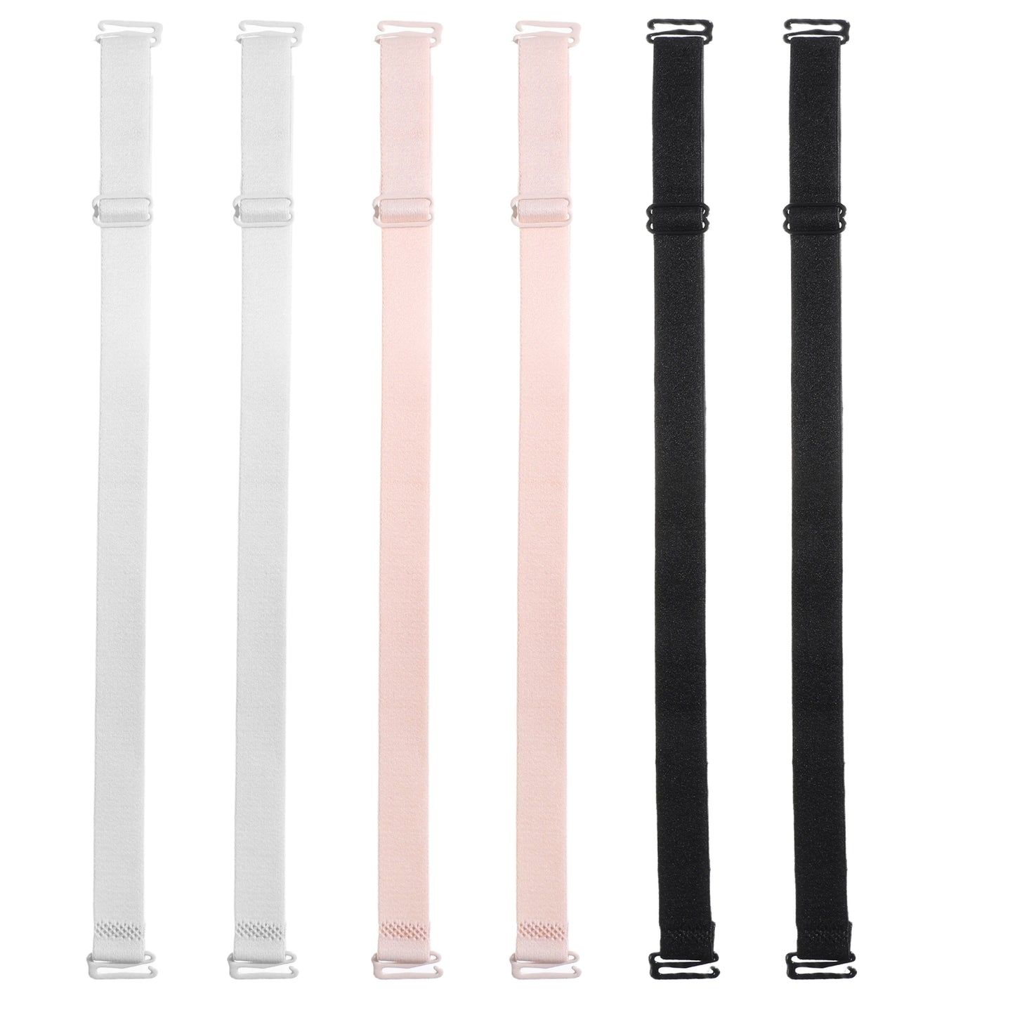 KALIONE Women's Non-slip Bra Straps, 3 Pairs Elastic Bras Shoulder Straps Replacement White/Skin/Black Adjustable Bra Strap Holder for Women Girls Strapless Bras Underwear(15mm Width)