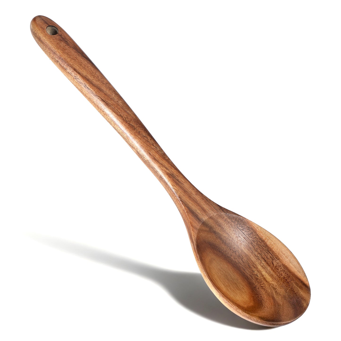 Teak Wooden Spoons for Cooking, 12.6 Inch Large Wooden Serving Spoons Durable Heat Resistant Wood Cooking Spoon Non Stick Kitchen Spoon for Mixing, Baking, Stirring, Serving, Easy to Use
