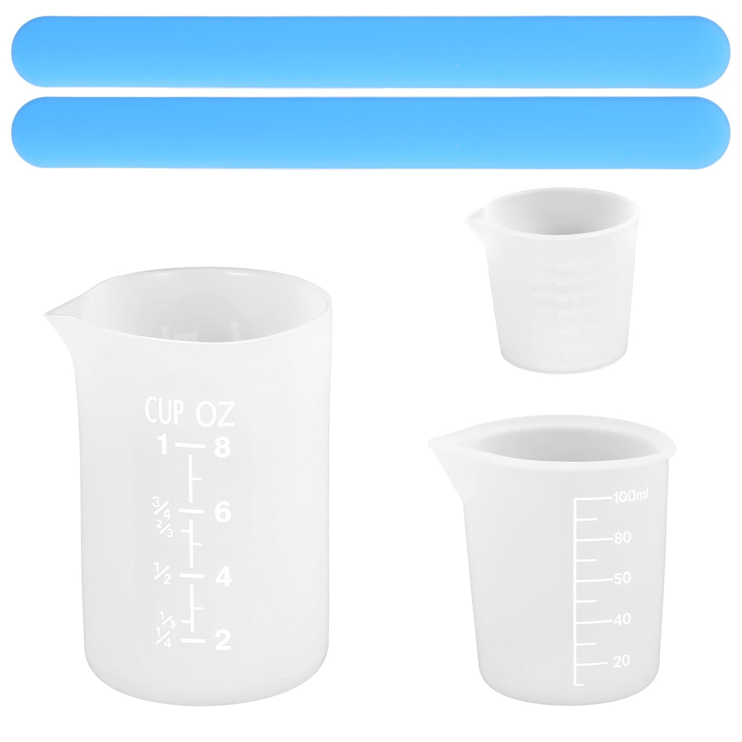 3 x silicone measuring cups, 30 ml/100 ml/250 ml, silicone cups for pouring