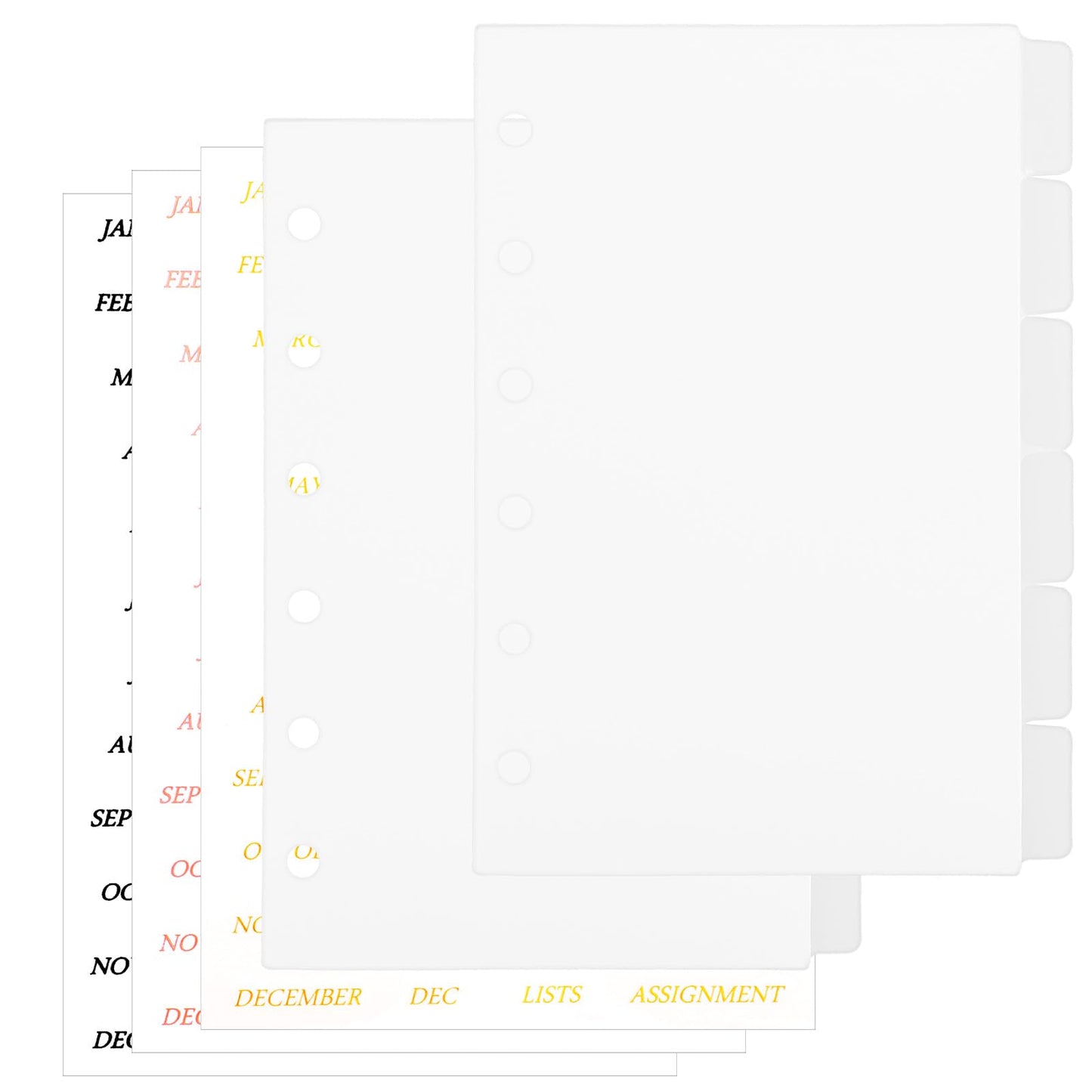 A7 Binder Dividers, 2 Pack 6-Ring A7 Planner Inserts Sturdy Clear Sheet Protectors with Tabs Plastic Binder Index Tabs Planner Divider for Round Ring Binders Sheet Protector Accessories