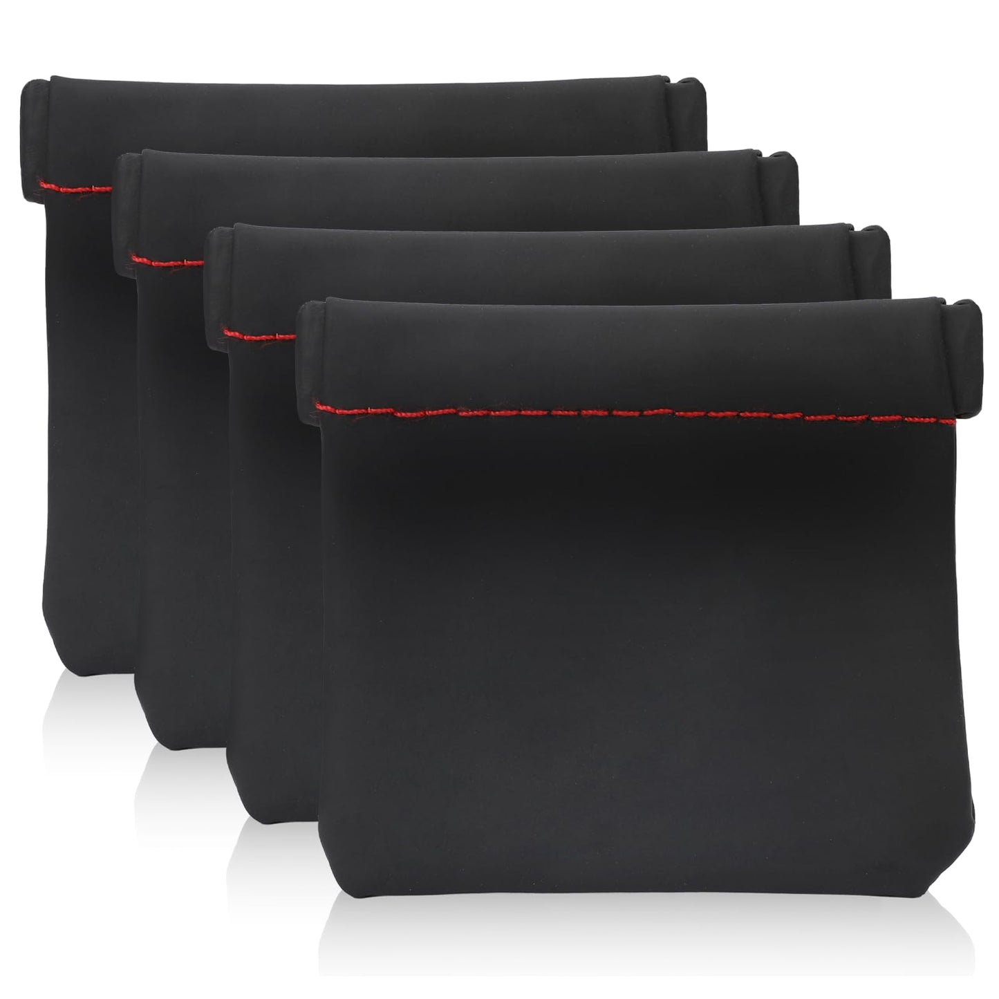 Black Earphone Pouch, 4-Pack Headphone Bag, PU Leather Headphone Case,Headphone Organizer,Portable Headphone Bag with Soft Snap Spring Closure Bag,Suitable for Storage Headphones, U Disk,Jewelry