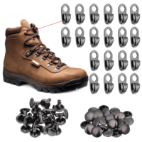 Zelphvt Boot Lace Set, Metal Boot Lace Hooks Metal Outdoor Laces Buckle Speed Hooks Boots Eyelet Repair Kit for Hiking Boots Repair Leather Shoes