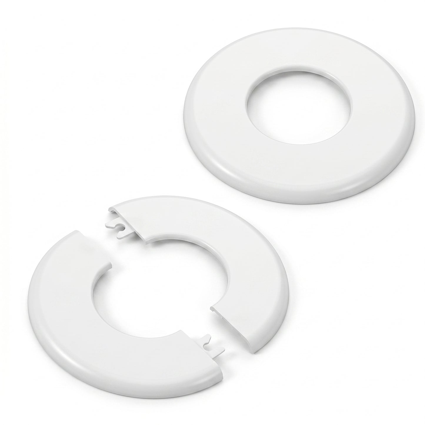 2 Pcs Wall Split Flange, 2"/51mm Diameter ABS Round Self-Adhesive Escutcheon Plate Plumbing Cover Plates for Water Pipe Faucet Wall Hole Decoration Accessories (White)