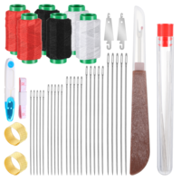 Sewing Tool Set 39 Pcs, Big Eye Steel Needles, Thread, Threader, Seam Ripper, Small Scissors, Soft Measuring Tape for Beginners and Professional Crafters Portable DIY Sewing Tool