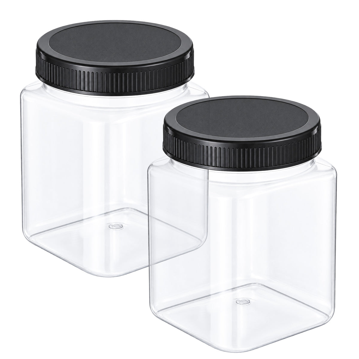 Fibraze 2 Pack Plastic Jars with Lids, 0.75L Plastic Storage Jars with Lids