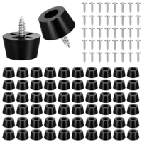 Rubber Feet, 60 Pcs Non-Slip Soft Cutting Board Feet Pads Kit with Built-in Stainless Steel Washer and Screws for Furniture Appliances Rubber Bumpers, Black