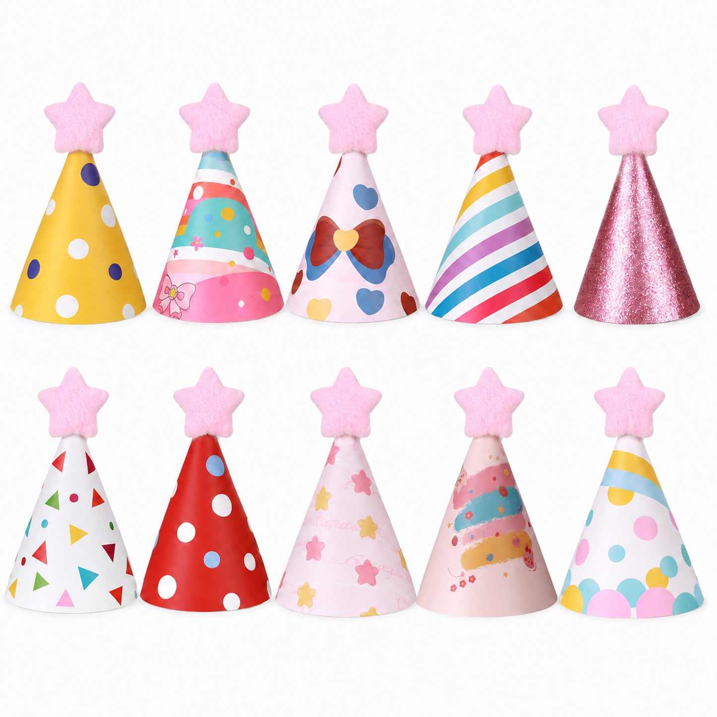 10 Pcs Mini Party Hats for Stuffed Animals Birthday Hats Adjustable Birthday Party Felt Cone Hat Parties Animal Birthdays Decorations Supplies for Dog Cat