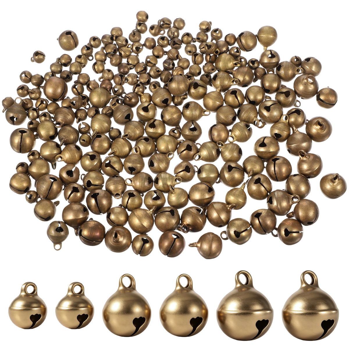200 Pcs Small Jingle Bells, Brass Bells for Crafts 3Sizes Mini Jingle Bell