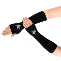 Women Goth Arm Sleeve Goth Arm Warmers Y2k Knitted Fingerless Warm Gloves With Thumb Hole Gothic Steampunk Accessories, Black