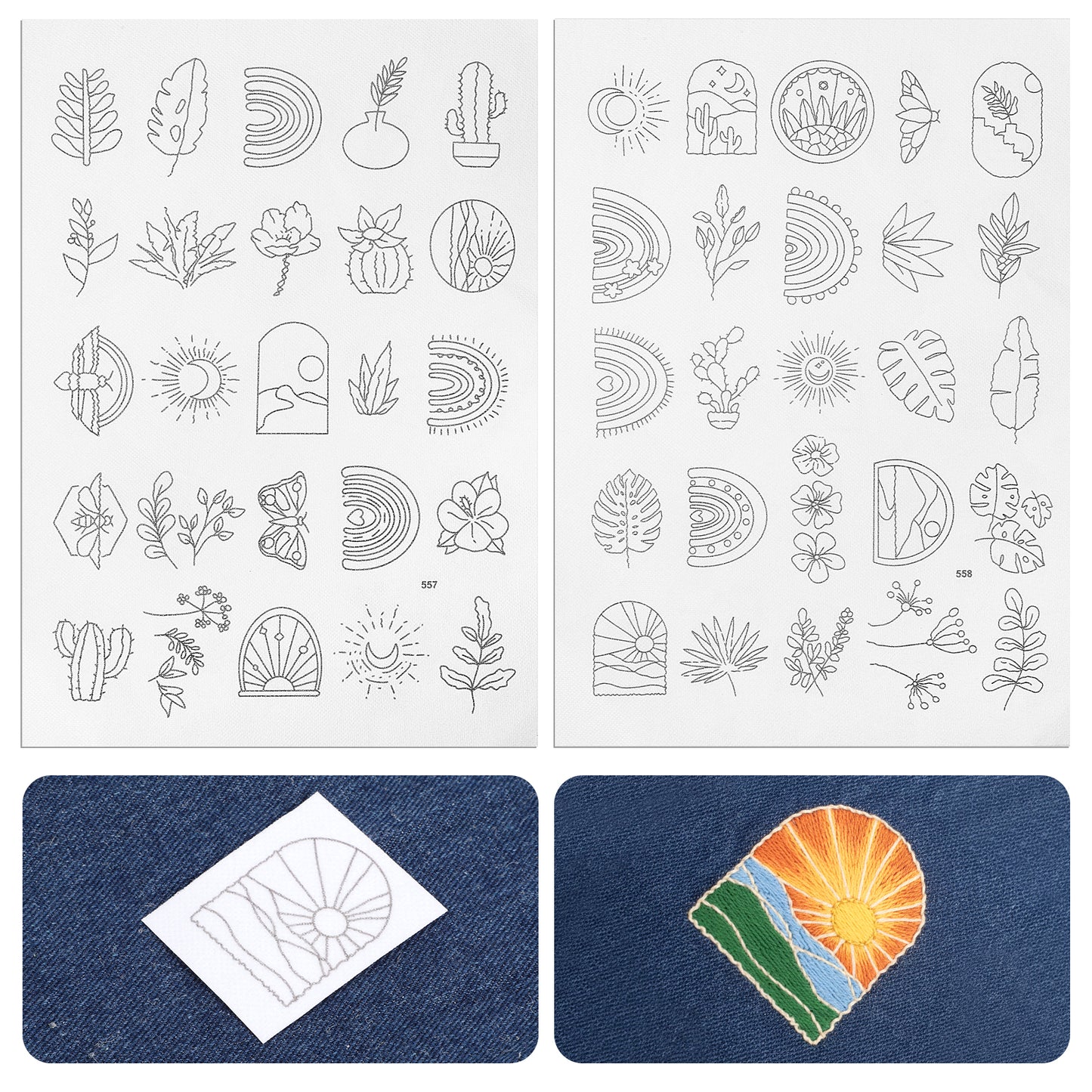 50pcs Water Soluble Embroidery Patterns Stabilizers Wash Away Transfer Embroiderys Pattern Stick and Stitch Embroidery Paper Stabilizers with Pre-Printed Pattern for Hand Sewing Lover