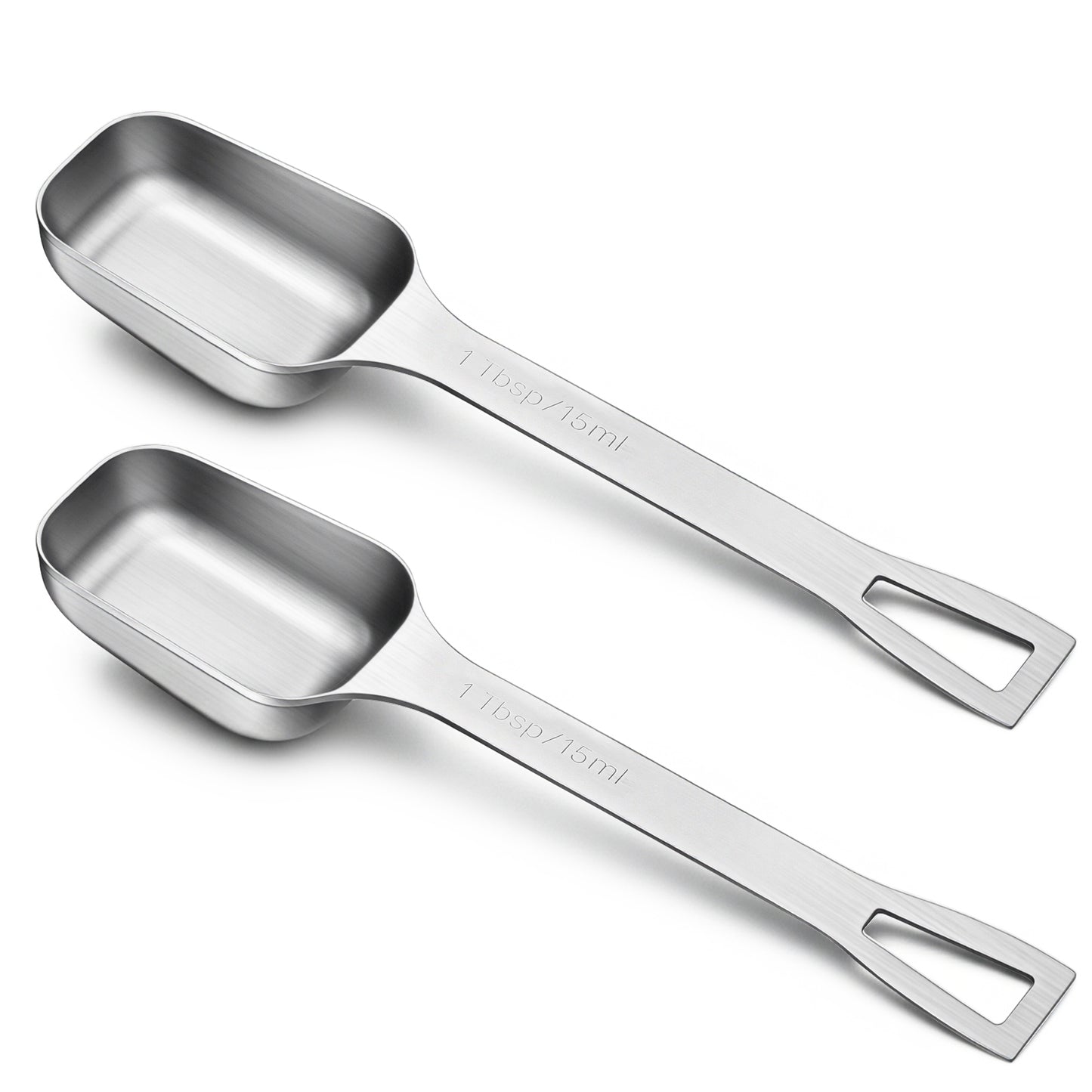 2 Pcs 1 Tablespoon, Stainless Steel Single Measuring Spoon Long Handle Scoop for Coffee Spices Tea Sugar, Dishwasher Safe Rust-Resistant Kitchen Gadgets for Cooking Baking (1tbsp, 3tsp, 15ml, 1/2oz)