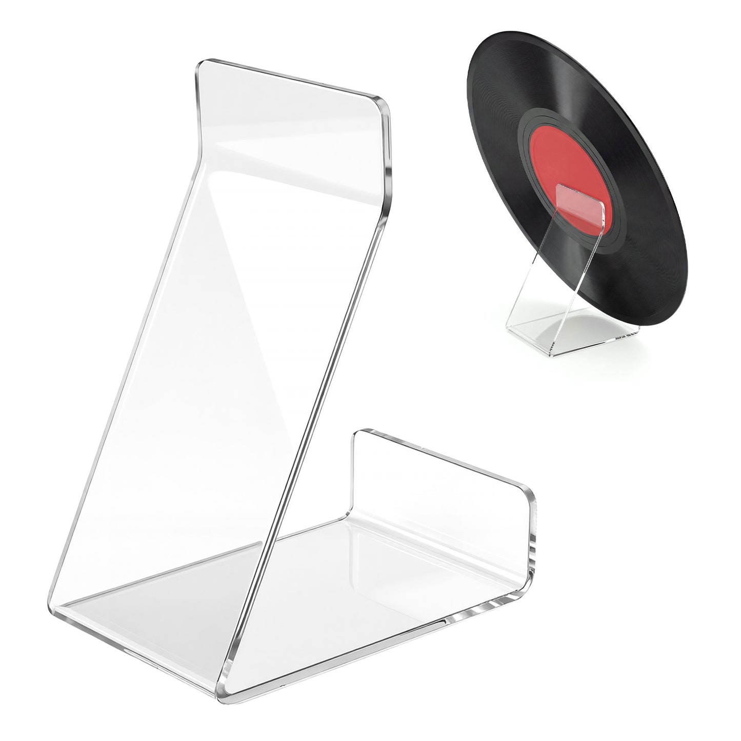 Viliqiou Clear Acrylic Vinyl Record Display Stand, Tabletop Album Holder No Assembly Required Versatile Record Organizer Display Music Player Accessory for Records Covers