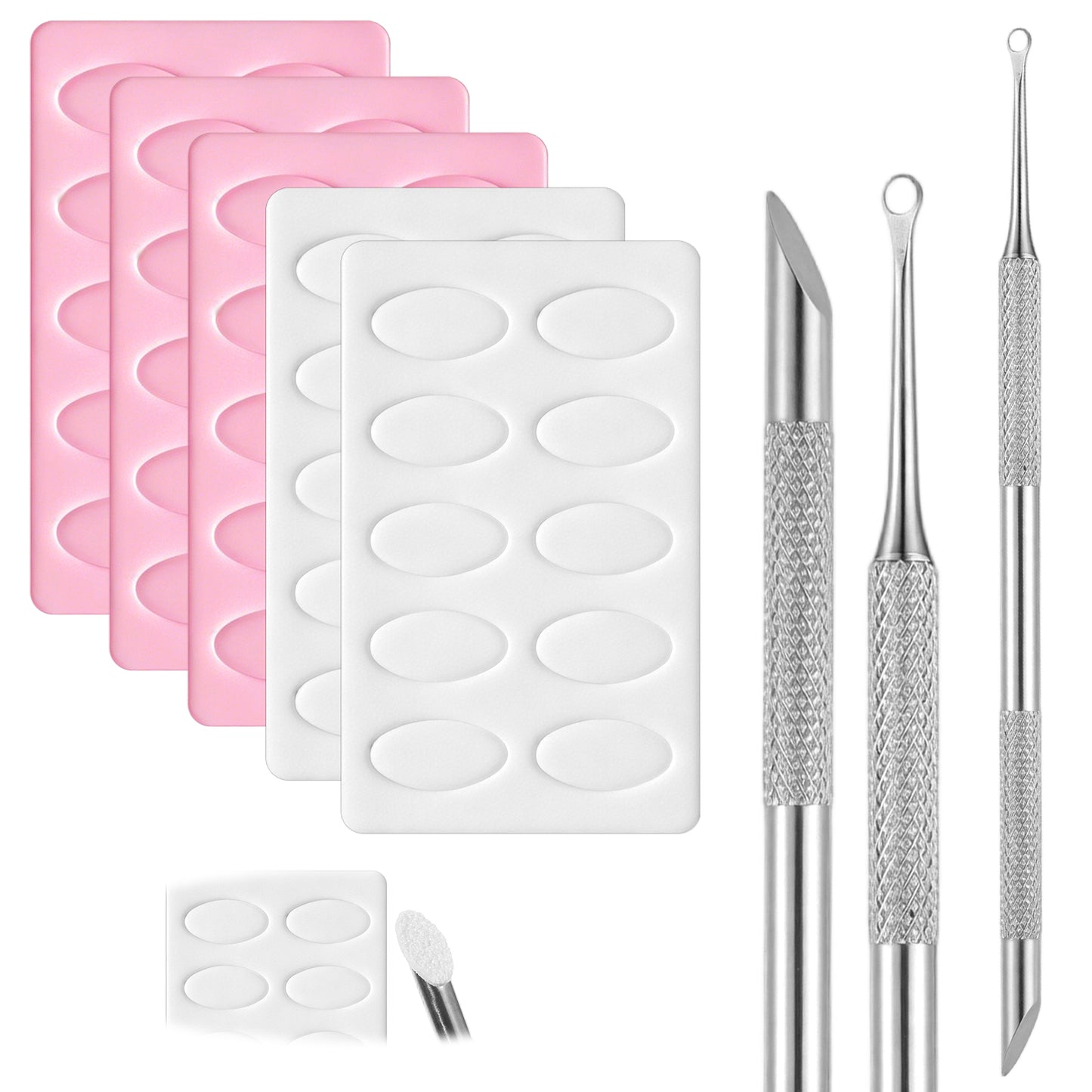 Cuticle Scraper, Dual Ended Metal Cuticle Pusher Pre-treatment Stainless Steel Cuticle Remover Tool with 5 Sheets 100#/240# Grit Sandpaper for Nail Art Manicure Pedicure Salon Home Use