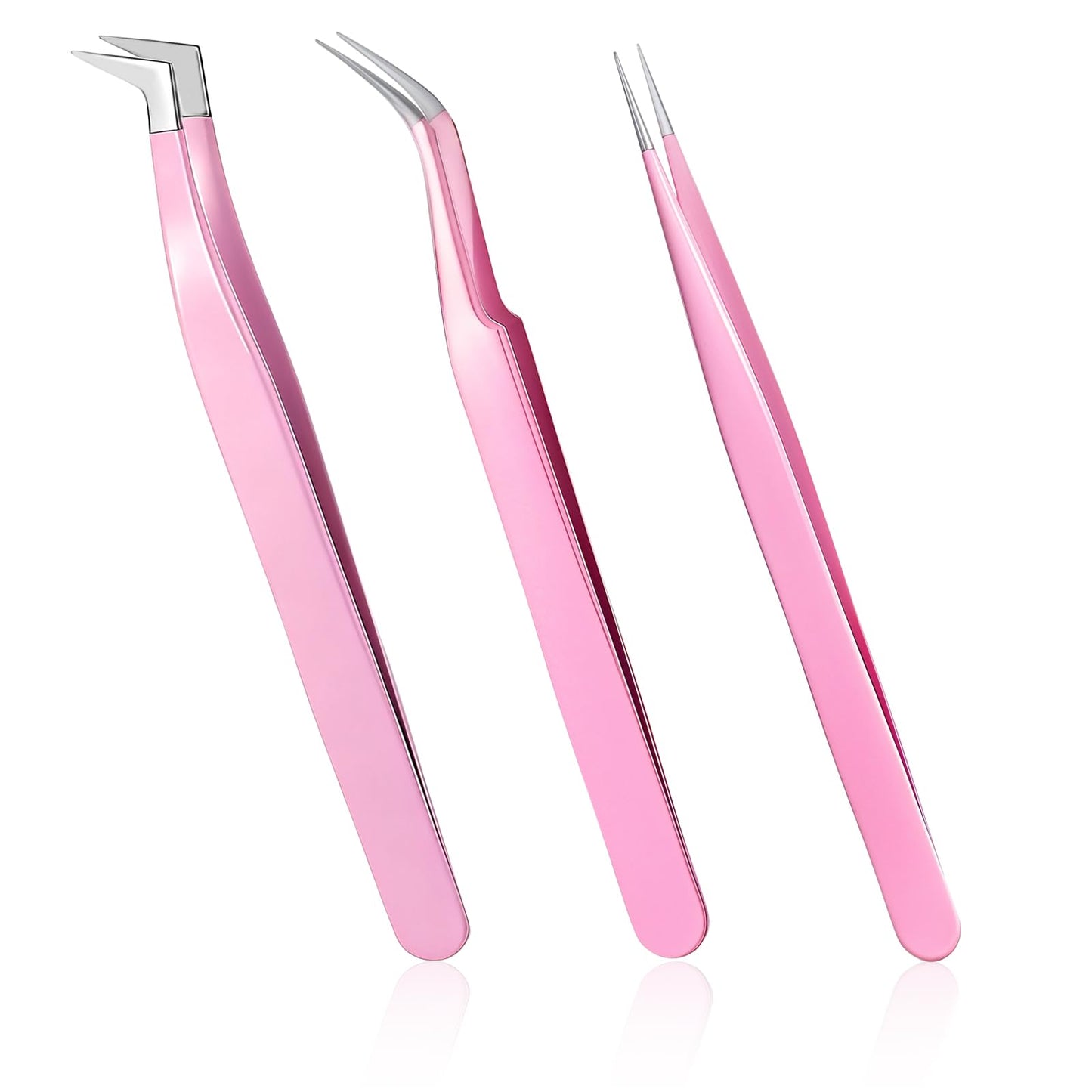 3 PCS Lash Extension Tweezers, Straight and Curved Eyelash Tweezers, Stainless Steel Lash Clusters Tweezer for Eyelash Extension Applications