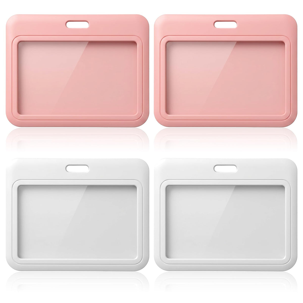 Badge Holder Horizontal ID Card Cases Sleeves Protectors, 4Pcs