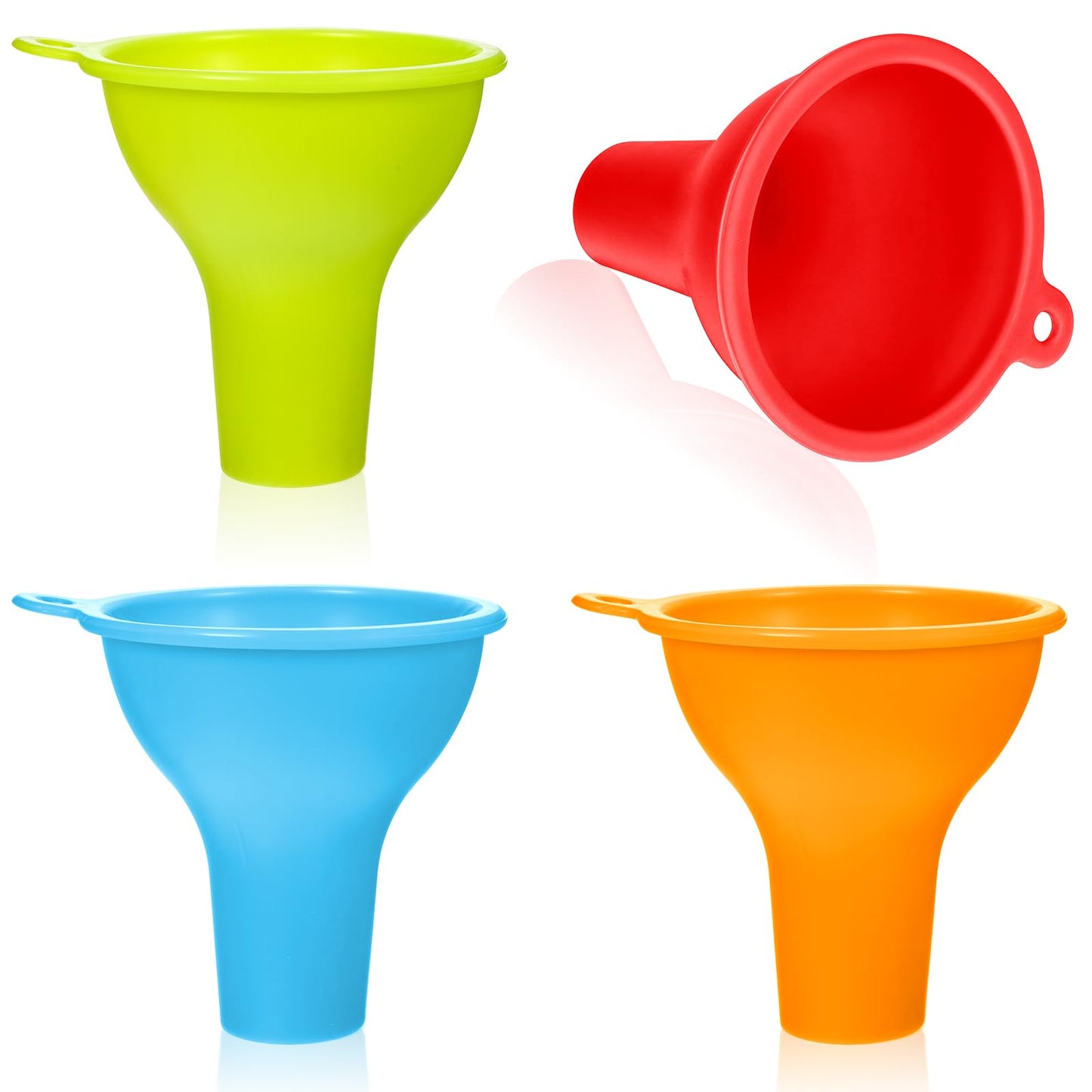 Silicone Funnels, 4 Pieces Wide Mouth Funnel Flexible Condiment Sauce Canning Set Flexible Kitchen Funnel for Home Restaurant Squeeze Bottles Jars Cans, Spice Filling Bottles Liquid Oil, 3 x 1 Inch