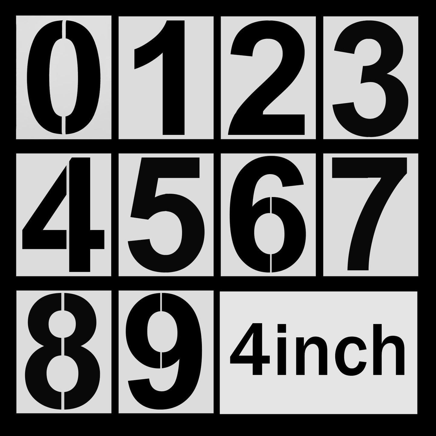 4 Inch Number Stencils, Plastic Number Stencil Reusable House Numbers Stencil Curb Stencil Kit for Painting on Road, Wall, Wood, Mailbox, Cakes, Trucks