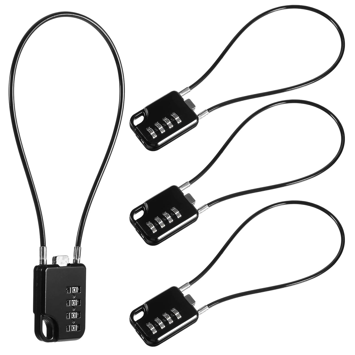 4PCS Cable Locks with Combination, Resettable 4-Digit Combination Padlock