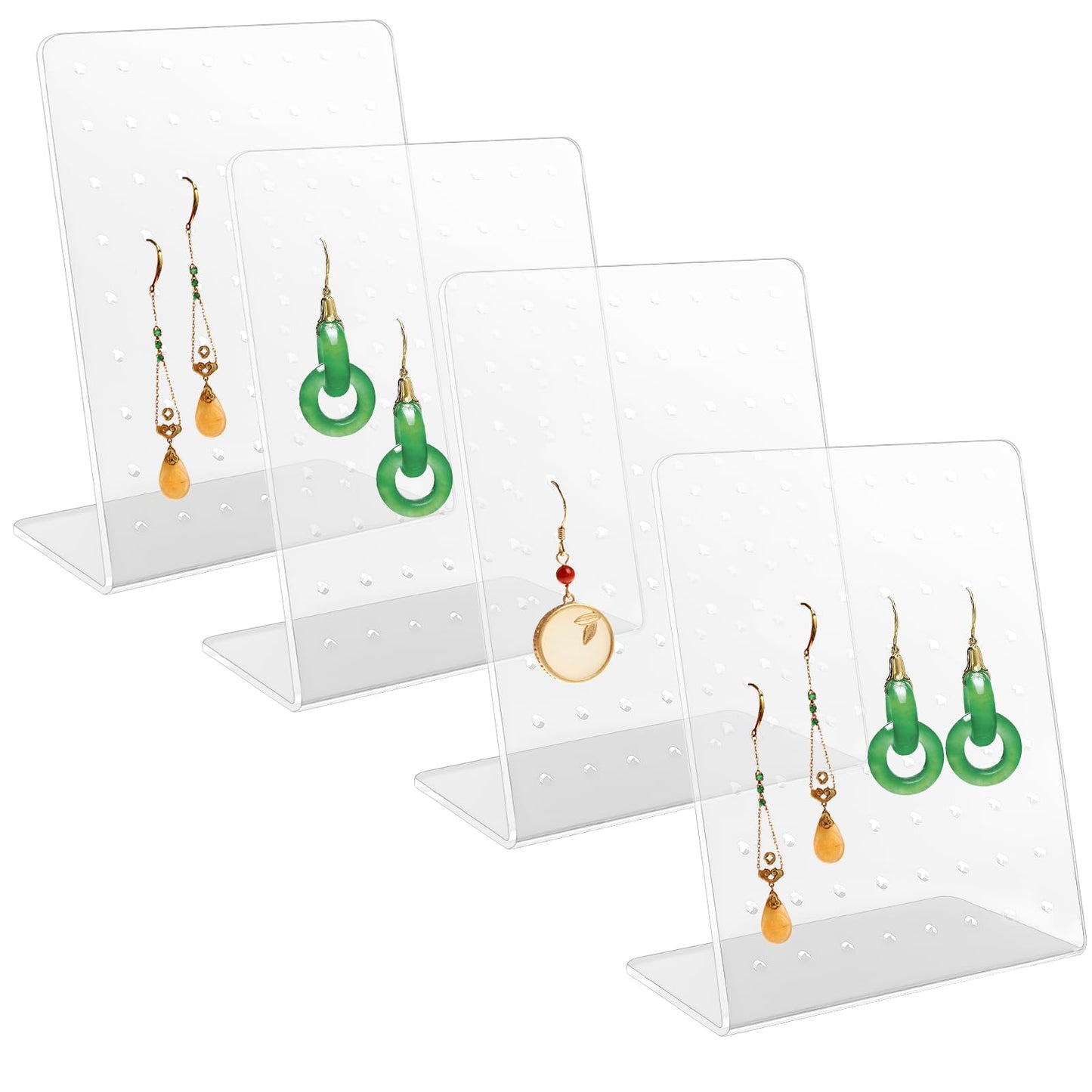 KALIONE Earring Holder Stand,72 Holes Acrylic Earring Holder Organizer,4 Pcs Earring Holder for Girls, Earring Display for Selling,L-Shaped Earring Organizer Stand for Earring Jewelry Display Showcase