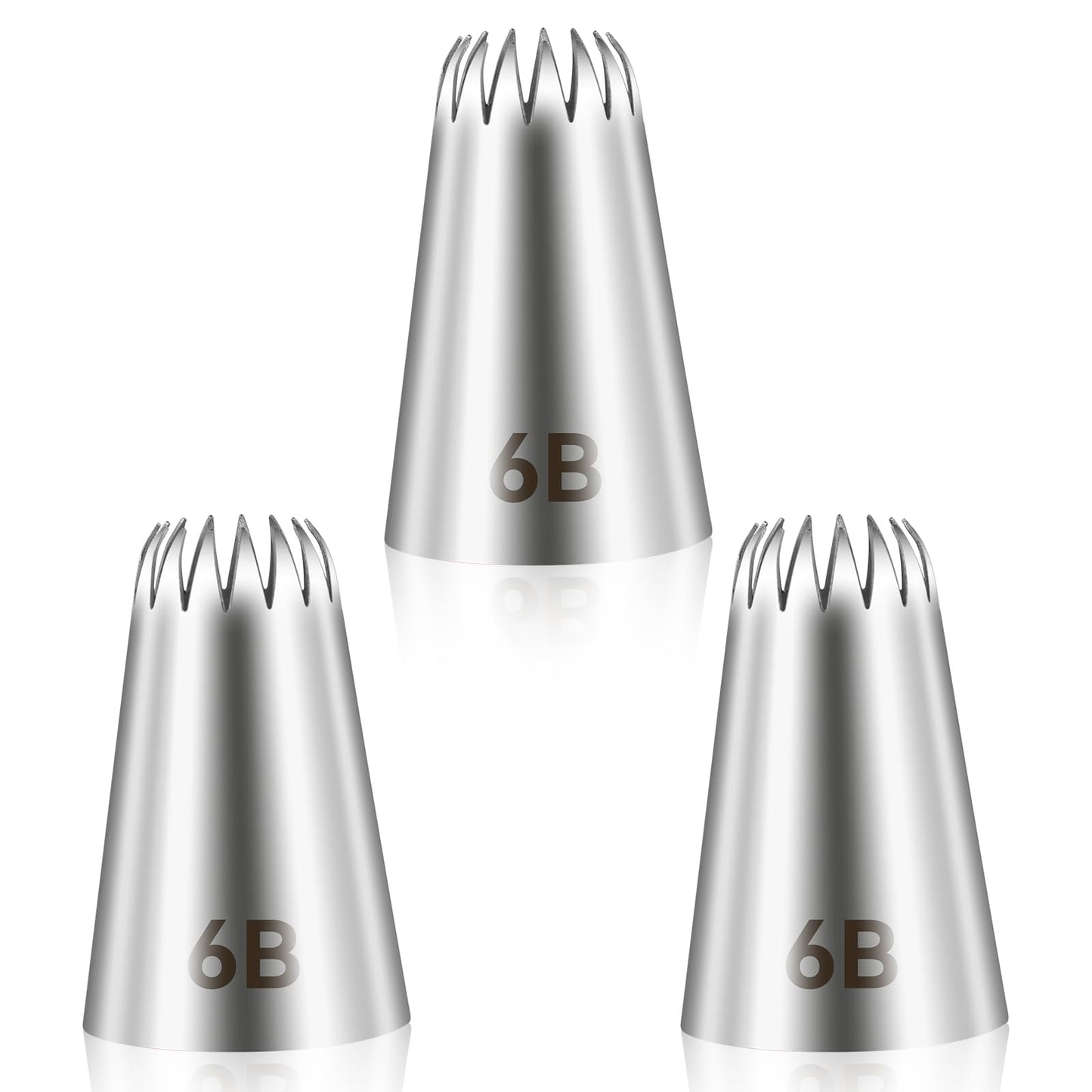 3pcs 6B Cake Piping Tips, Cake Decorating Supplies Piping Tips, Piping Nozzles Decorating Tips, Baking Tools for Buttercream, Icing, Birthday Cake, Cupcake, DIY Art