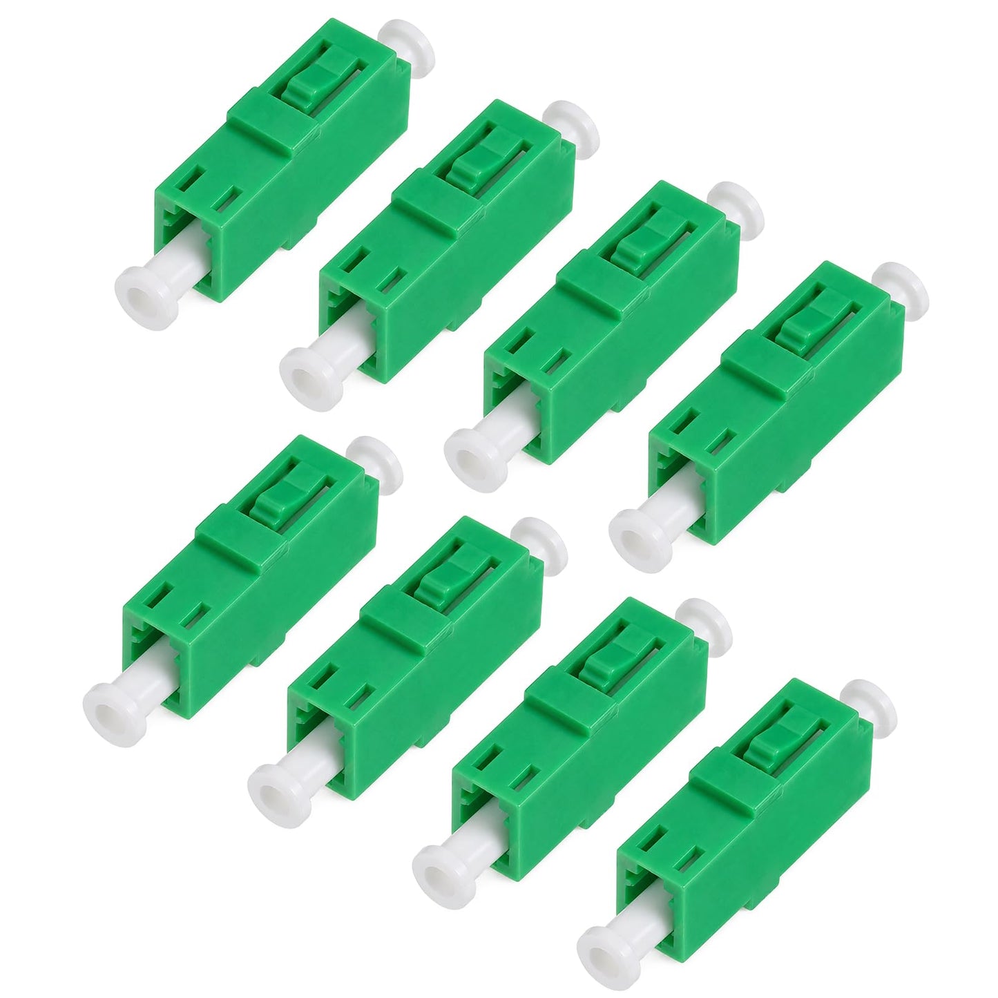 Pack of 8 Fibre Optic Cable Extension Adapter, PC Singlemode Fibre Adapter Kit, Green LC-APC Female Simplex Monomode Fibre Optic Adapter Coupling for Efficient and Stable for Fibre Optic Communication