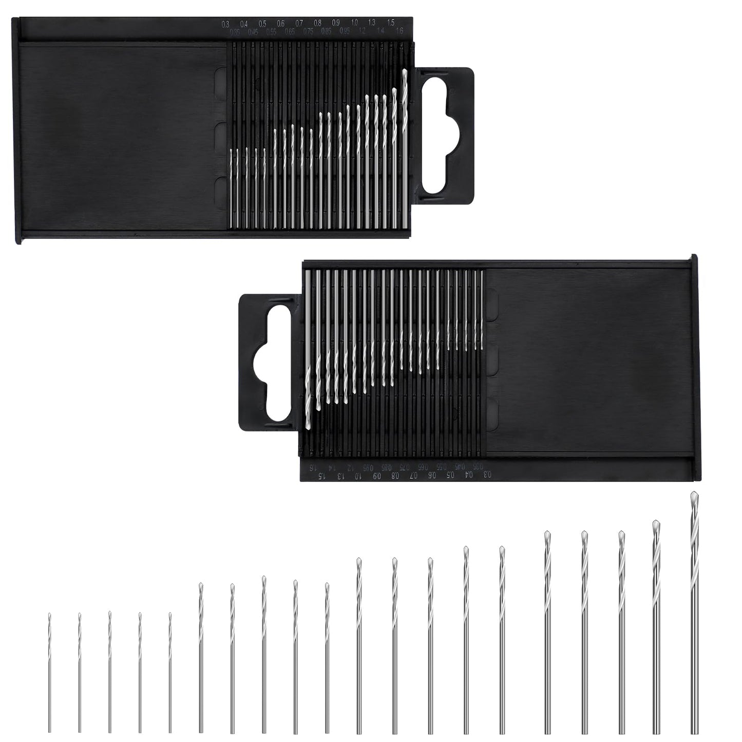 KALIONE 40 Pieces 0.3-1.6 Mm Hss Micro Twist Drill Bit, Mini Drill Bits, Micro Diamond Drill Bits, Fully Ground High-Speed Steel Micro Drill Bit Set for Plastic Wood Soft Metal, Silver