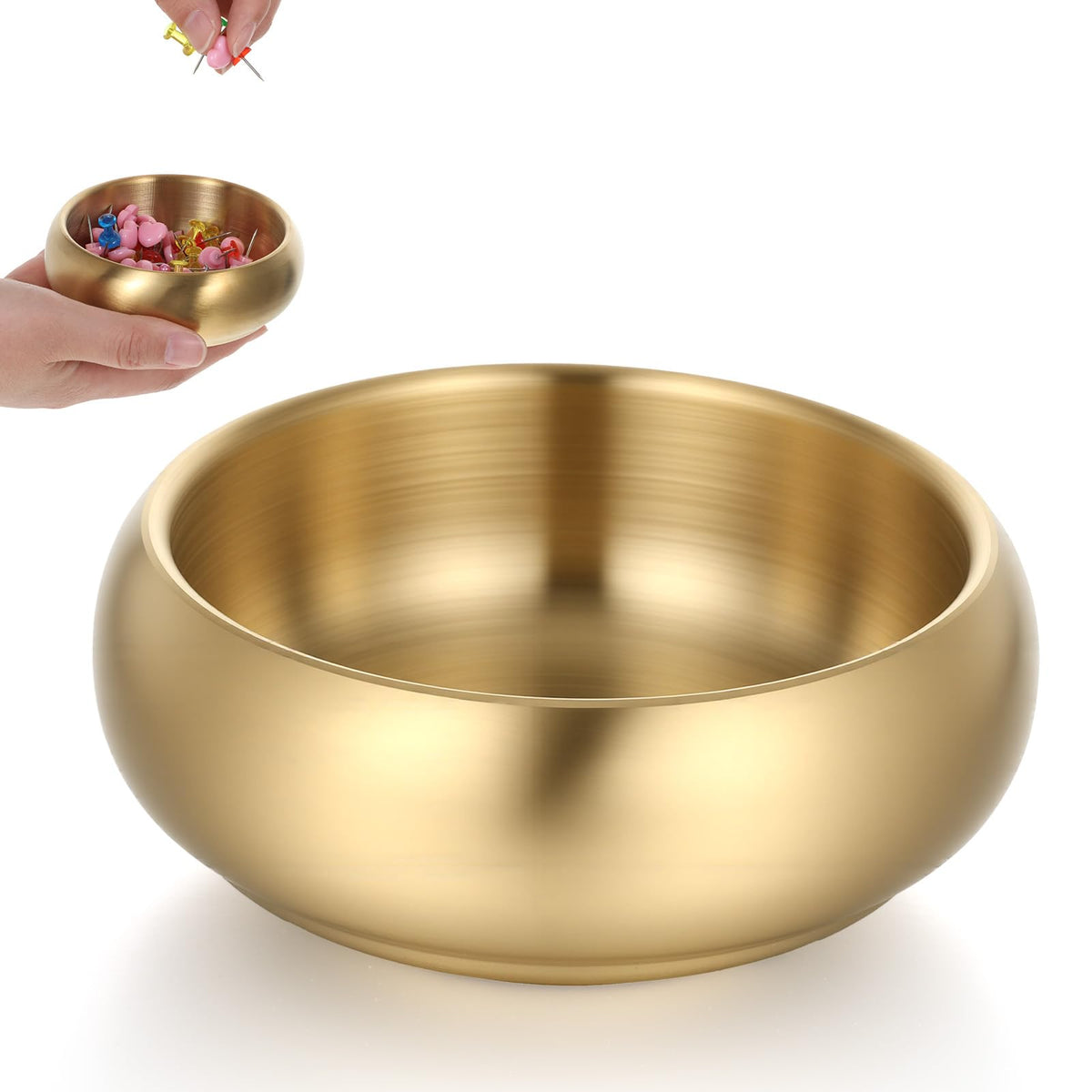10cm Gold Decorative Bowl, Stainless Steel Key Bowl & Catch All Tray