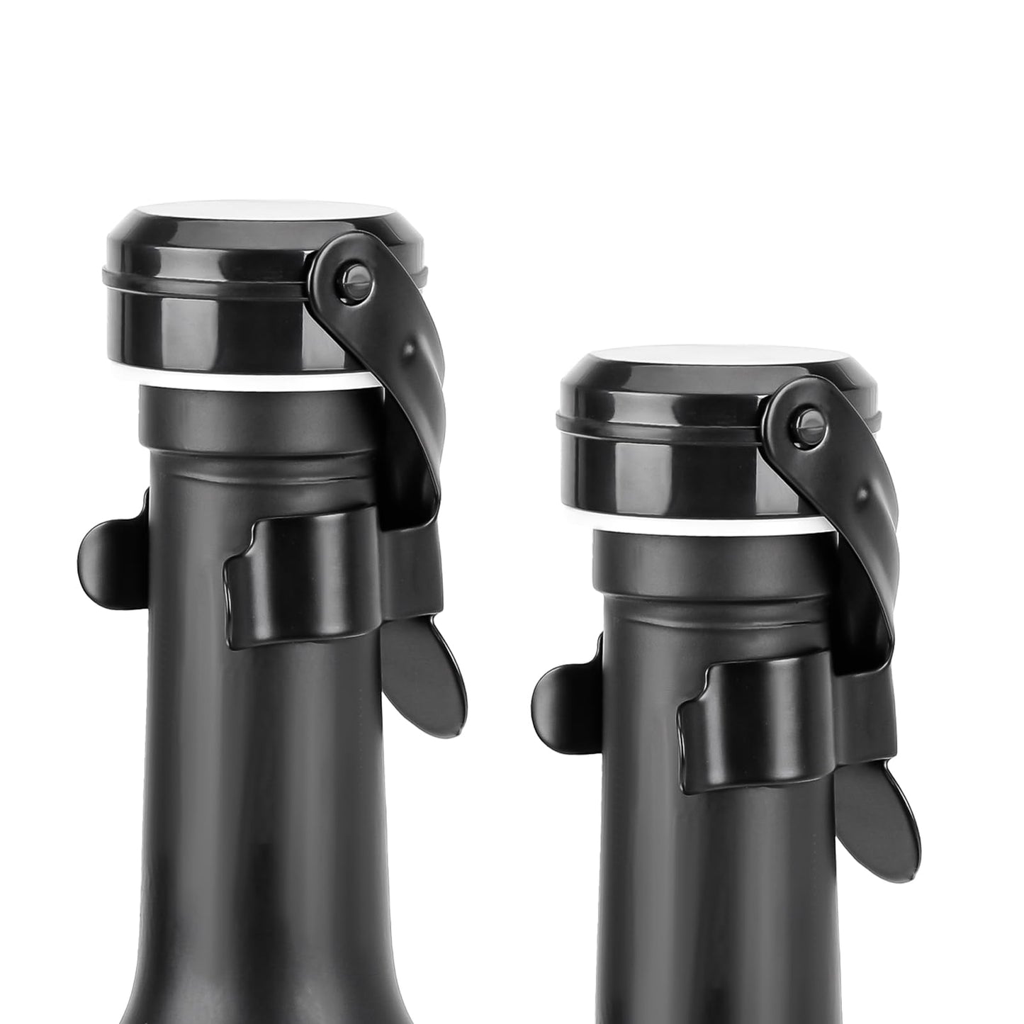 2 Pack Champagne&Wine Stopper Wine Bottle Stoppers Stainless Steel Wine Bottle Stoppers with Silicone Reusable Champagne Keeper Resealable Spill-Proof for Champagne Wine White Wine(MetalBlack)