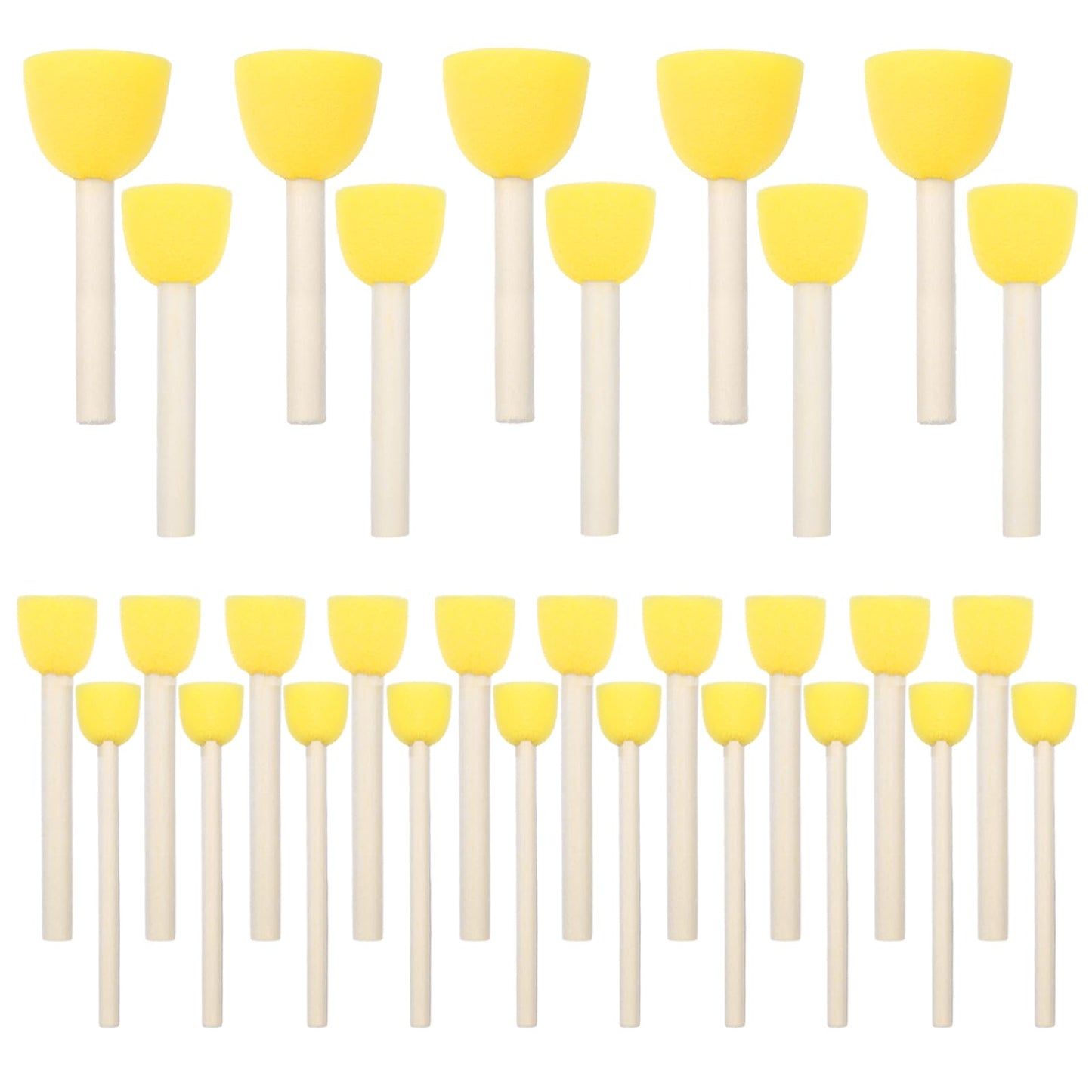 KALIONE 30 Piece Sponge Dab Brush Set, Wooden Handle, Round Foam Brush Set, Sponges Dab Brush Sets for DIY Painting, Ceramic, Tools, Crafts (4 Different Sizes)