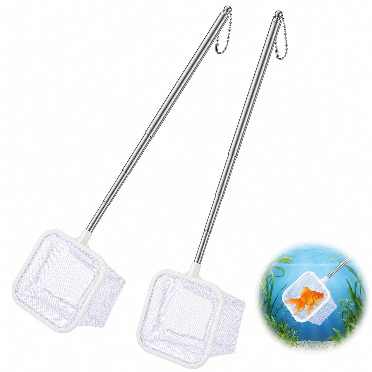 2 x Aquarium Landing Net 7.5 cm Fine Mesh Landing Net Aquarium