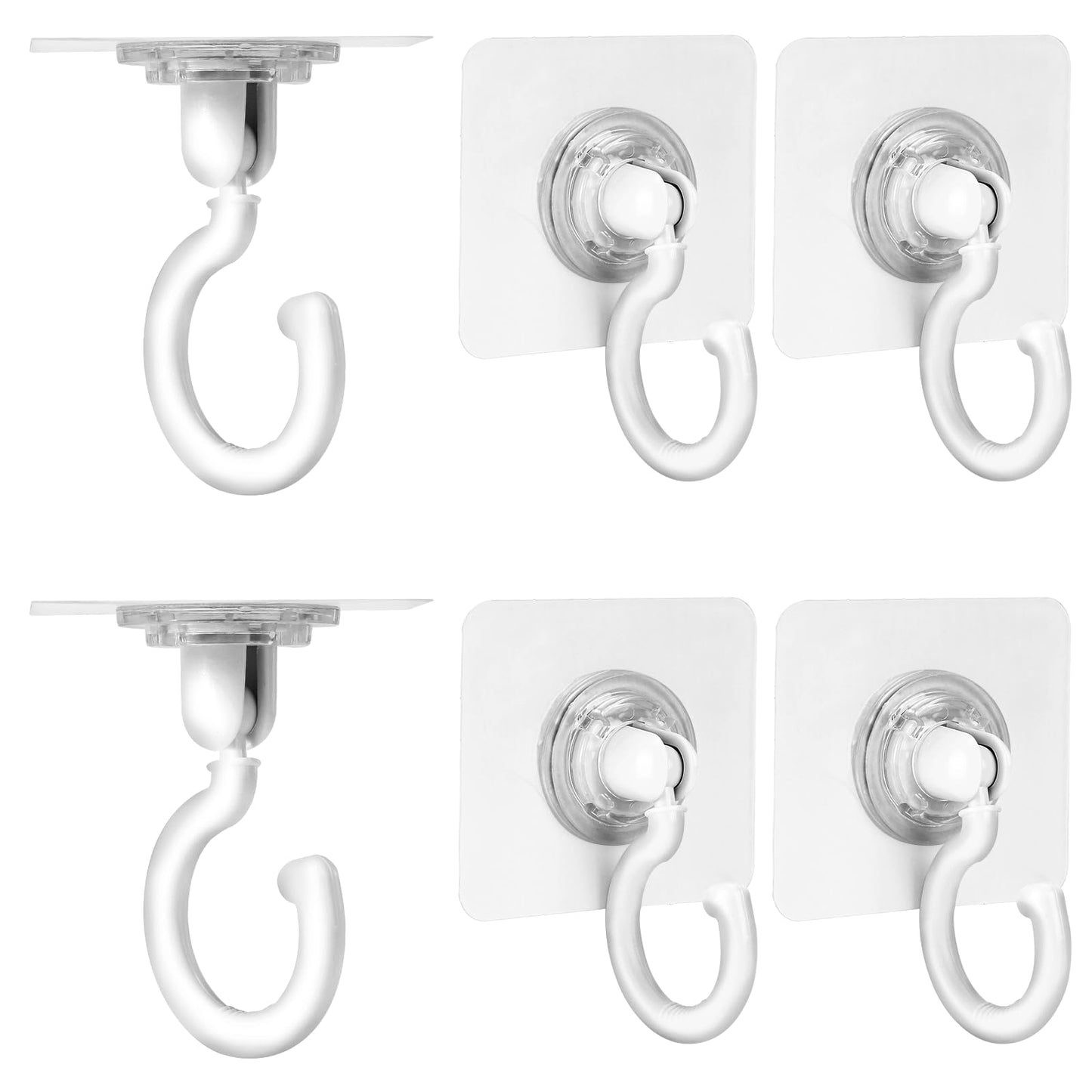 KALIONE 6 Pack Adhesive Ceiling Hooks, Powerful Wall Hooks Towel Hooks Holder, Heavy Duty Shower Wall Hanger Mounted Hooks for Bathrooms, Bedroom, Kitchen, Door