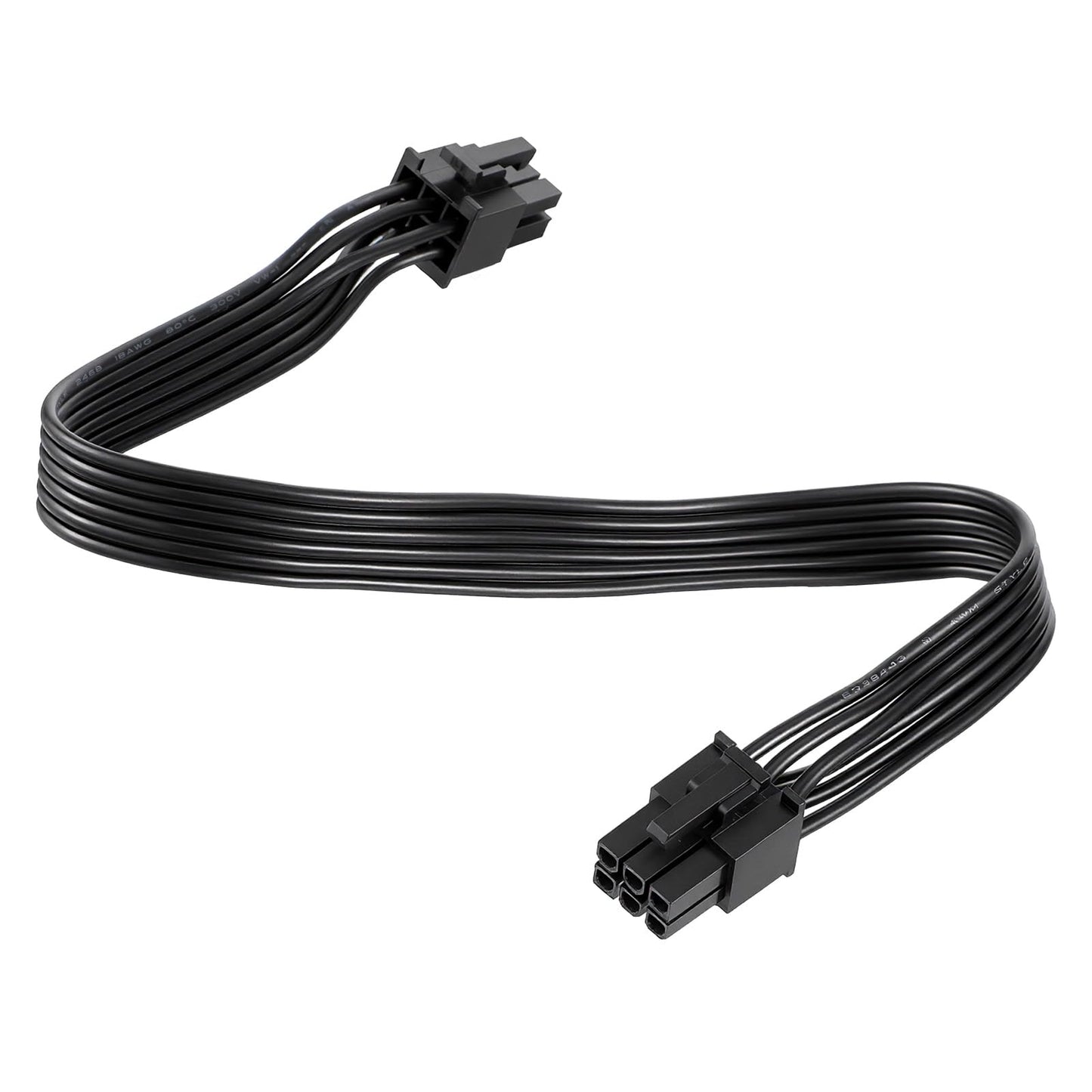 Power Cord PCIE 6 Pin to 6 Pin GPU Power Supply Cable, 30 cm Universal Male to Male Flat Cord, PVC 6-pins to6-pins flat cable for Gaming PSUs, Modular PowerSupply (Black)