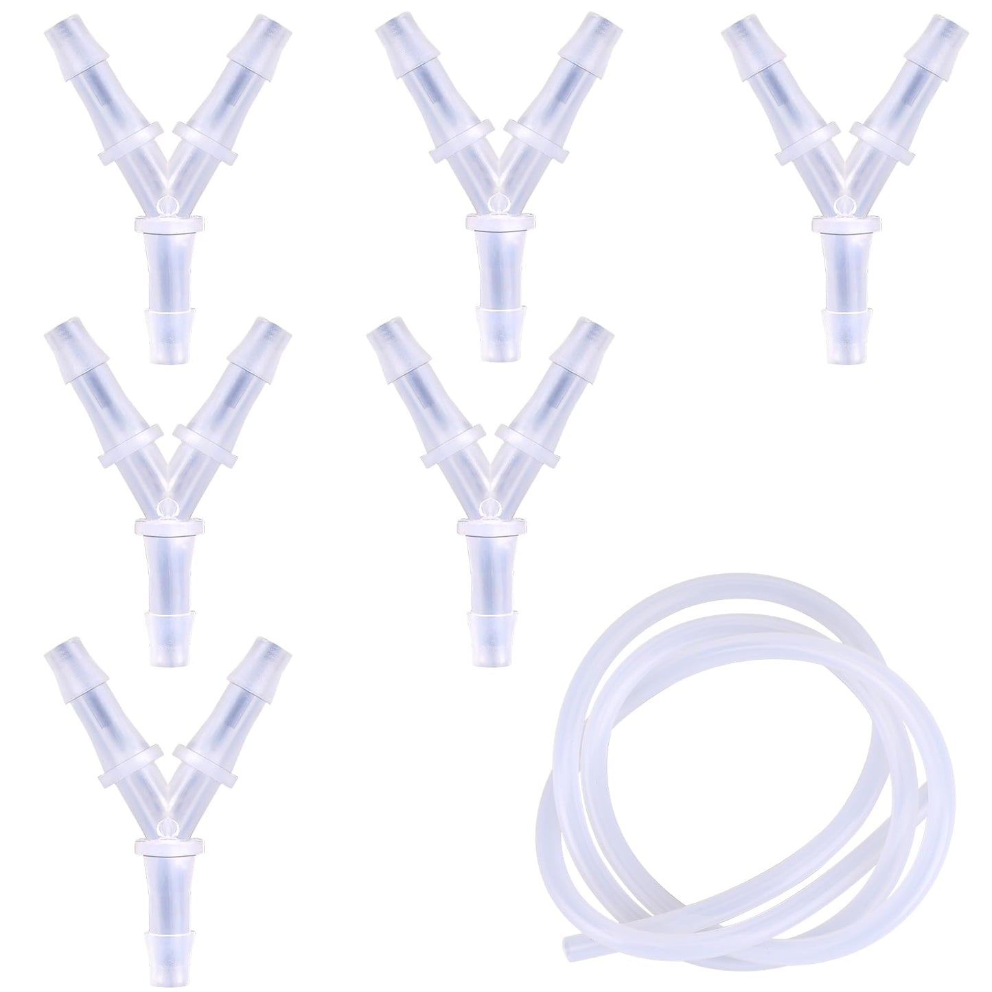 KALIONE 6 Packs Aquarium Air Valve, Y-Shaped Aquarium Airline Tubing, Aquarium Air Pump Accessories, Air Hose Splitter, 3 Way Oxygen Tubing Connectors with 1 Pipe Fitting for Fish Tank Aquarium