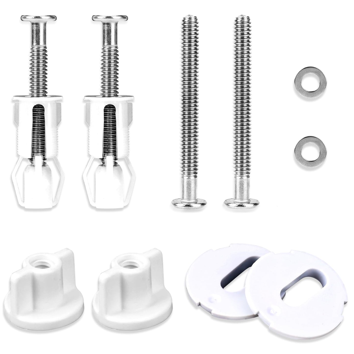 2 Pairs Toilet Seat Fittings, Toilet Seat Hinges Replacement, Toilet Seat Screws, Toilet Fixing Kit, WC Replacement Kit, Fixing Bolt for Toilet Covers for Toilet Covers Replacement and Fix