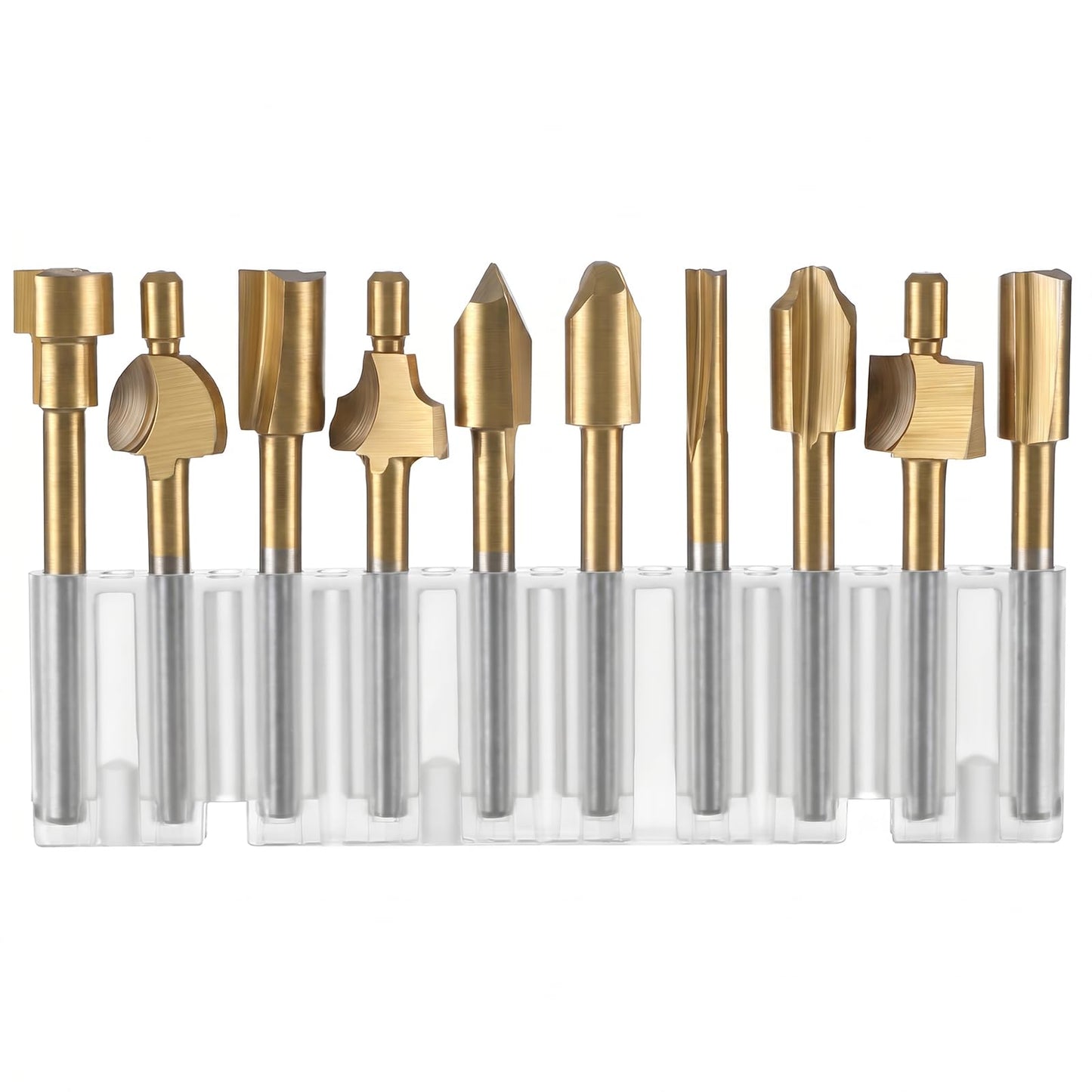 10Pcs HSS Router Bits, Wood Carving Drill Bits Set with 1/8" Shank Rotary Carbide Engraving Bit Set Tools Accessories for DIY Woodworking Carving Sculpting Engraving Drilling