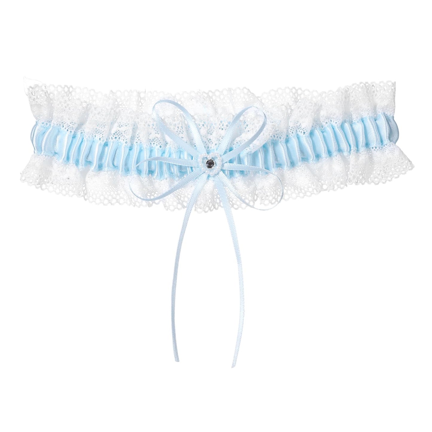 Garter Blue Wedding, Classic Blue Garter Wedding for the Bride Wedding Garter Belt with Blue Bow Elastic Lace Garters Elegant Wedding Gift for Party Engagement