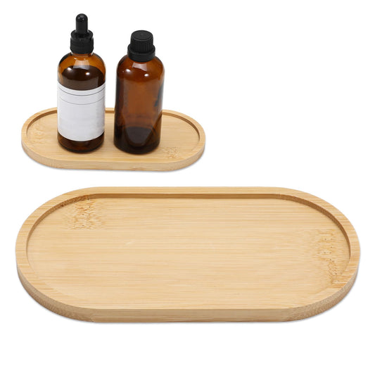 Wooden Bathroom Tray, Bamboo Vanity Tray 6.8 × 3.5 × 0.4 Inch Small Bathroom Counter Trays Soap Dispenser Trays for Bath Kitchen Organizing Candle Perfume Cosmetics Small Items