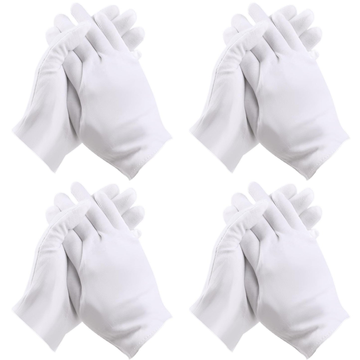 KALIONE White Cotton Gloves for Dry Hands Moisturizing Gloves 24 Pcs Hand Spa Gloves Jewelry Inspection Serving Checking Gloves Sleep Gloves for Women Men Cosmetic (12pairs)