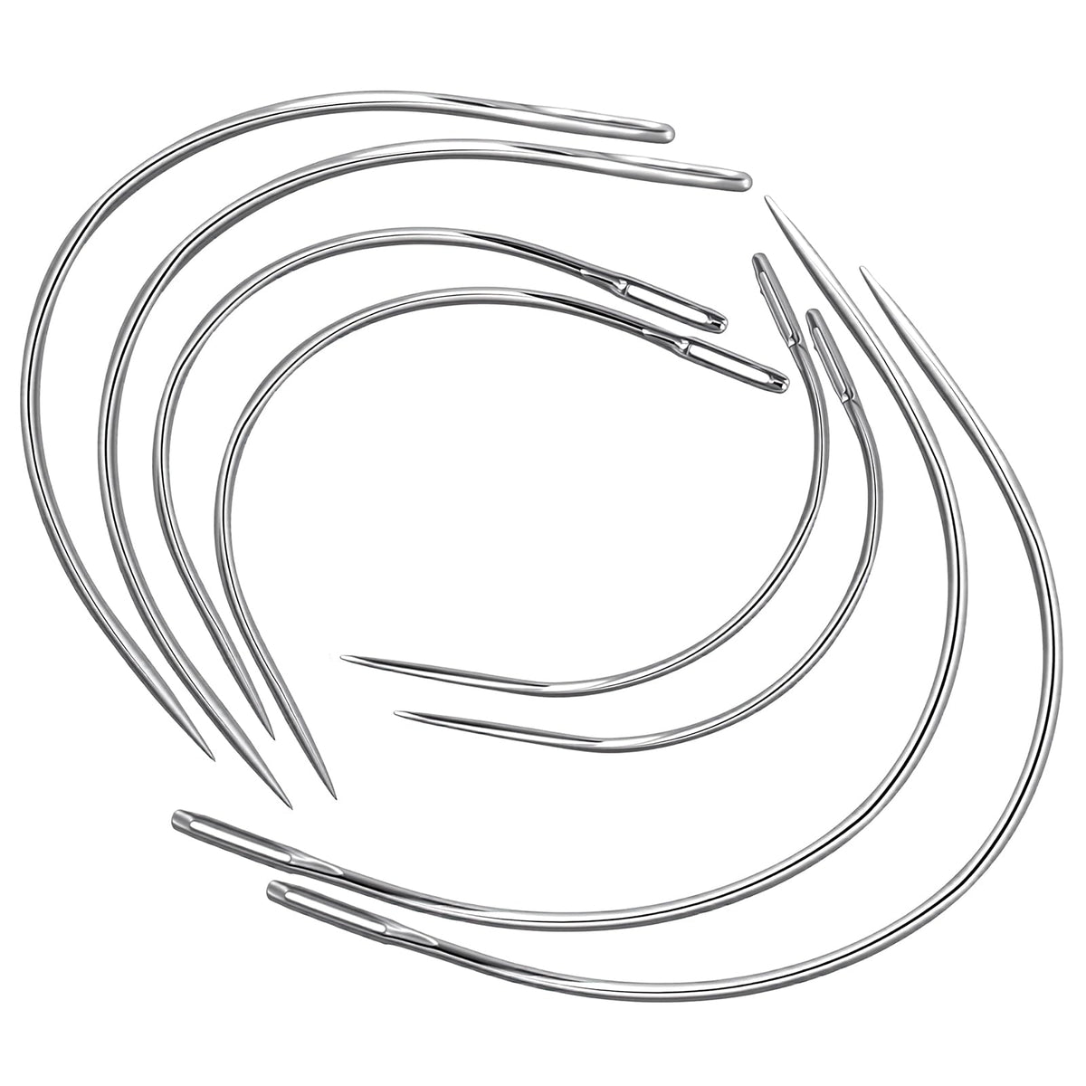 Styquenzer 8 Pcs Curved Sewing Needles, 4 Sizes 2-3.5 Inch