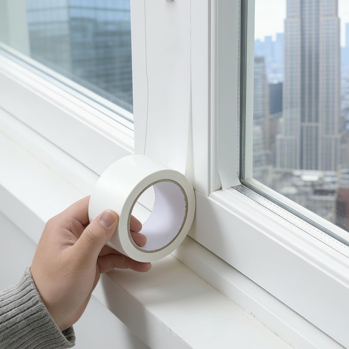 Window Weather Sealing Tape, 5cm x 20m Window Draft Isolation Sealing Film Waterproof Clear Sealant Tape for Winter No Residue Sealant Strip for Doors Windows Keep Out Cold Air Dust Rain