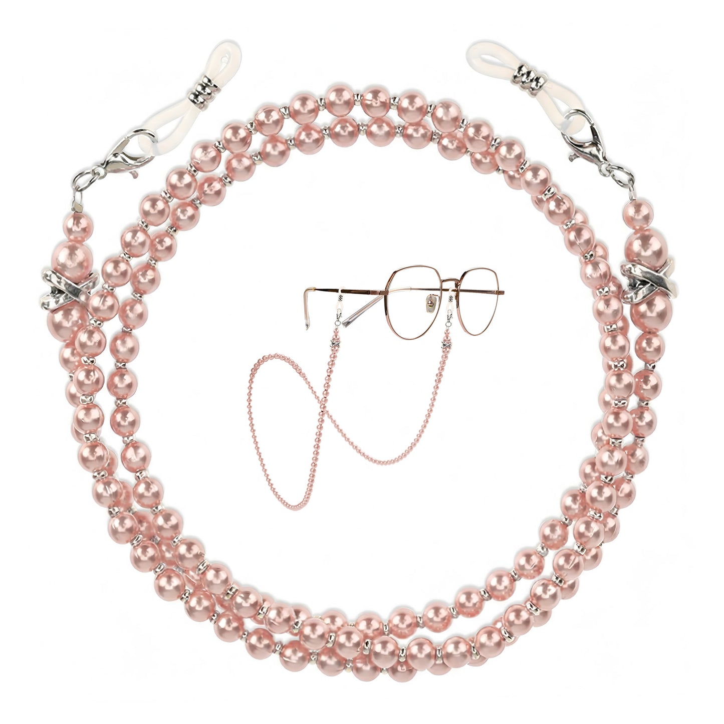 Styquenzer 1 Pcs Pearl Eyeglass Chains for Women, Elegant Eyewear Retainer Chain Old Lady Reading Glass Eyewear Retainer Chains Beaded Eyeglass Chain Eye Glasses Holders Around Neck (Pink)