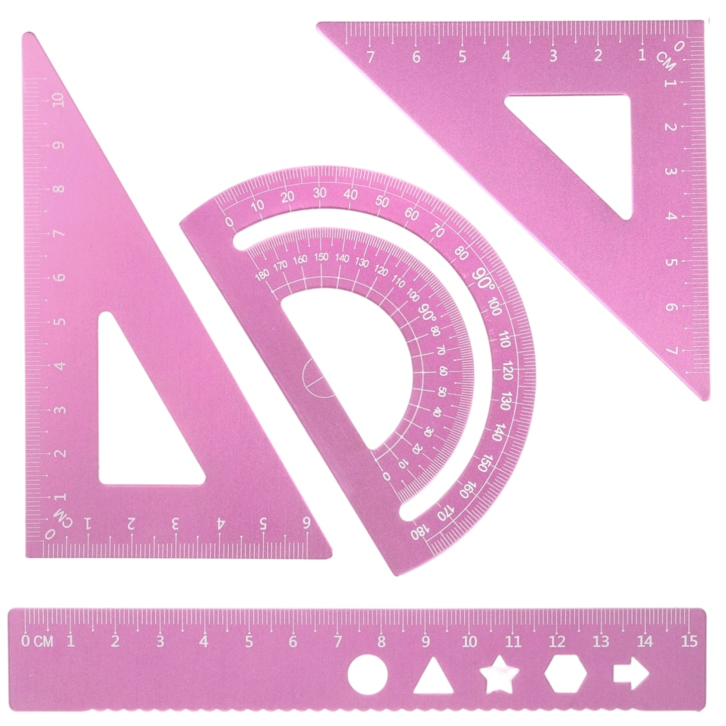 4 Pcs Metal Geometry Set Aluminum Alloy Ruler
