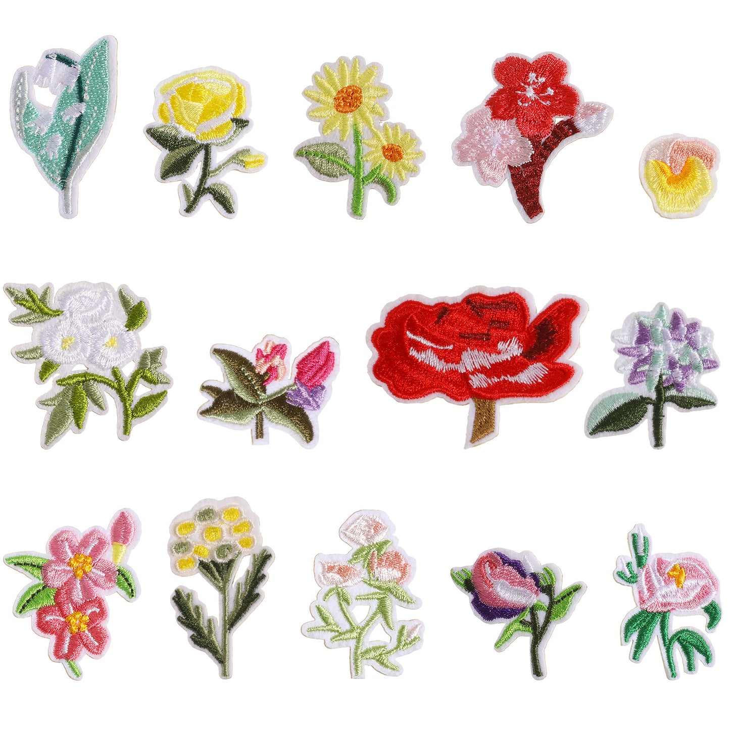 15 Patterns Mini Flowers Iron On Patches Embroidered Flower Iron on Patches Flowers Patch Flower Applique Embroidery Patch Appliques for Clothes Trimming Shoes Jeans